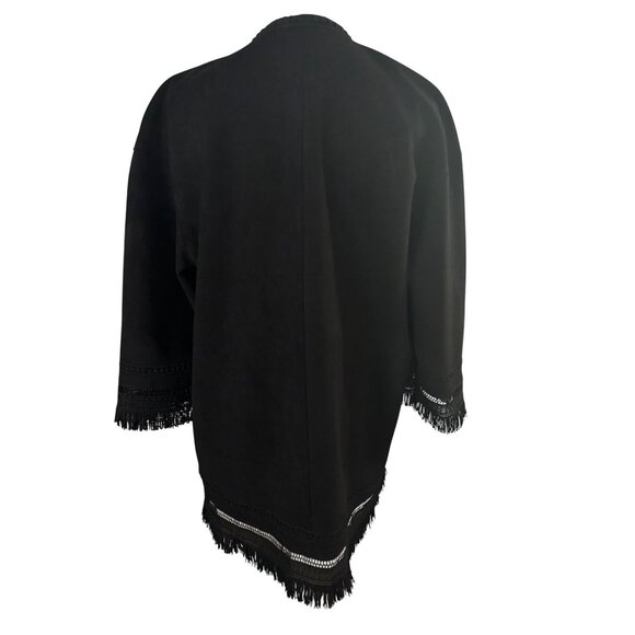 ZARA XS Faux Suede Fringed Trim Boho Jacket in Black Women’s Festival - Picture 14 of 16